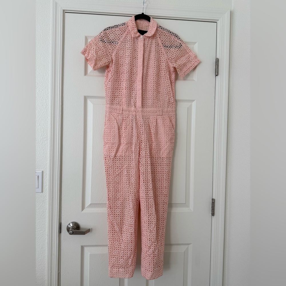 J.Crew Pink Floral Lace Jumpsuit 100% cotton